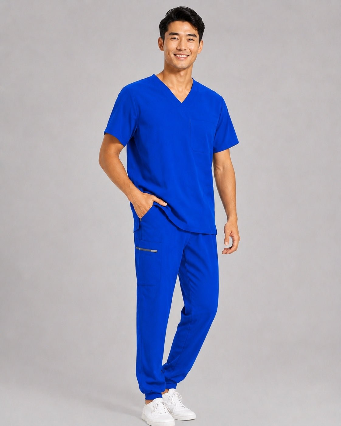 Men's V-Neck Scrubs Set – Stretch Jogger Pant, 8 Pockets, Yoga Waistband | Regular & Tall - LSScrubs
