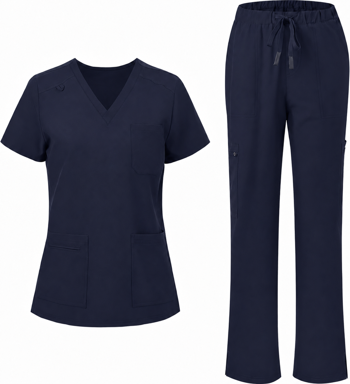 Women's Scrubs Set - V-Neck Top & Cargo Pants with 12 Pockets
