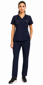 Women's Scrubs Set - V-Neck Top & Cargo Pants with 12 Pockets