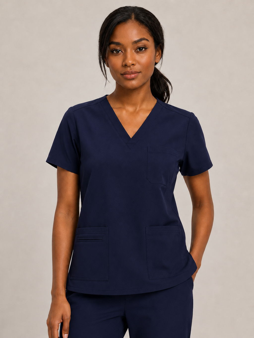 Women's Scrubs Set - V-Neck Top & Cargo Pants with 12 Pockets
