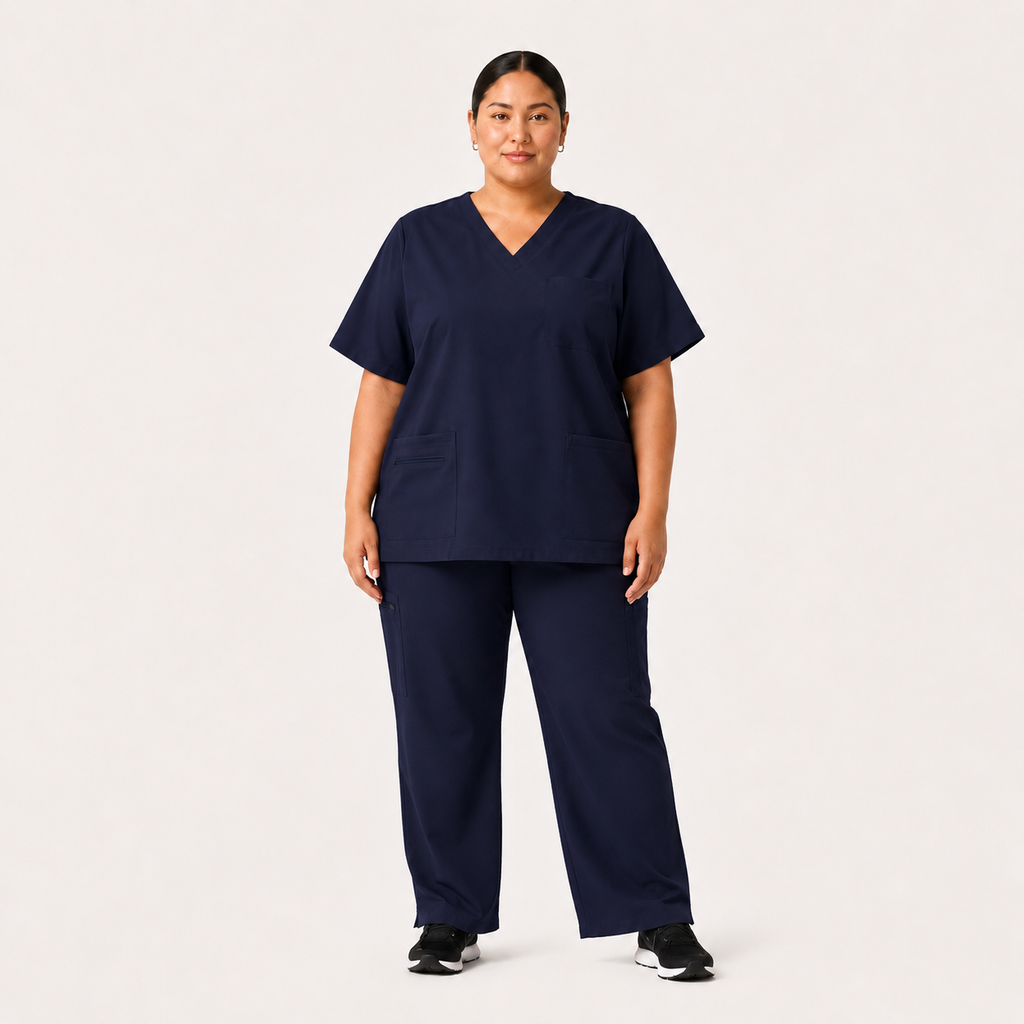 Women's Scrubs Set - V-Neck Top & Cargo Pants with 12 Pockets