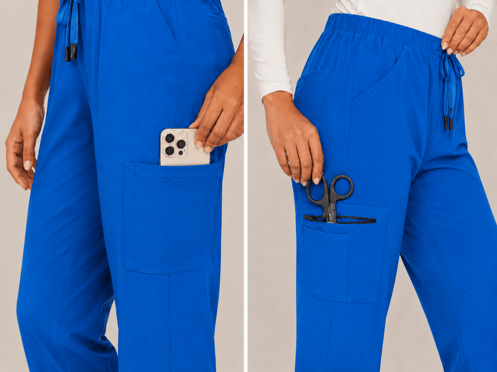 Women's Stretch Cargo Scrub Pant – 8 Pockets, Drawstring Waist Long Shift VelaFlex - LSScrubs