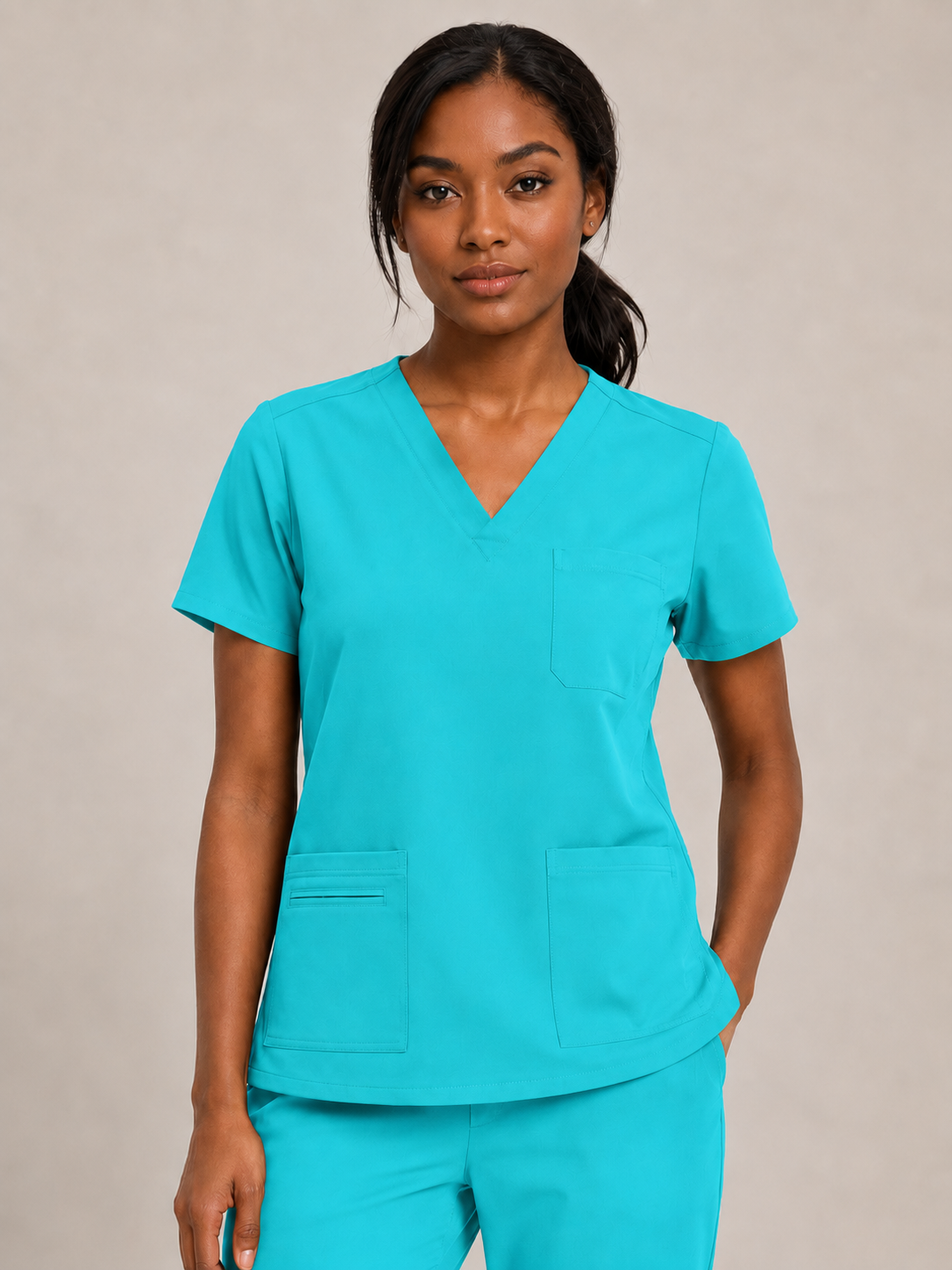 Women's Scrubs Set - V-Neck Top & Cargo Pants with 12 Pockets