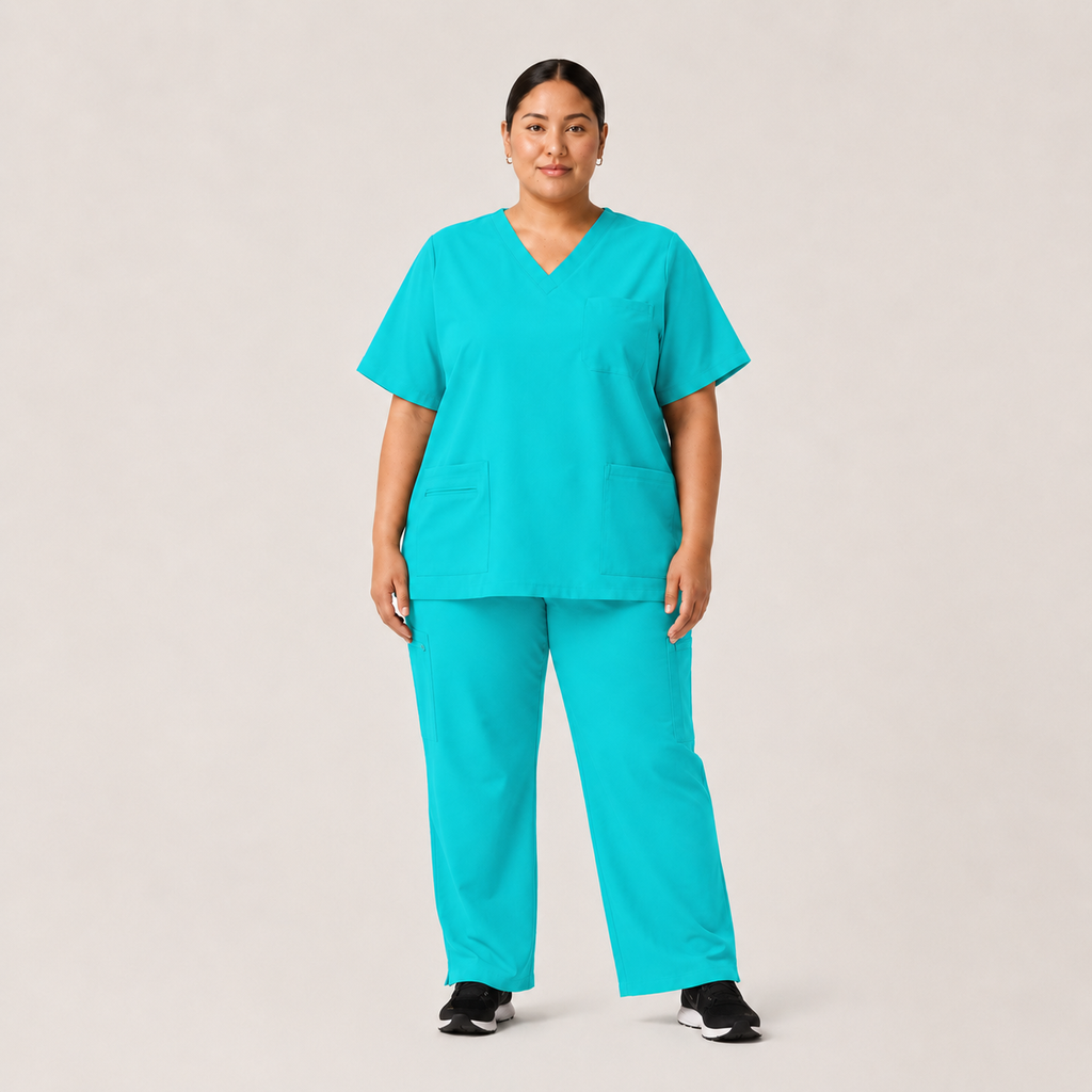 Women's Scrubs Set - V-Neck Top & Cargo Pants with 12 Pockets