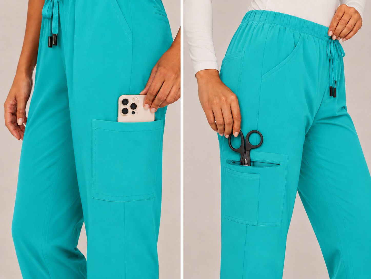 Women's Scrubs Set - V-Neck Top & Cargo Pants with 12 Pockets