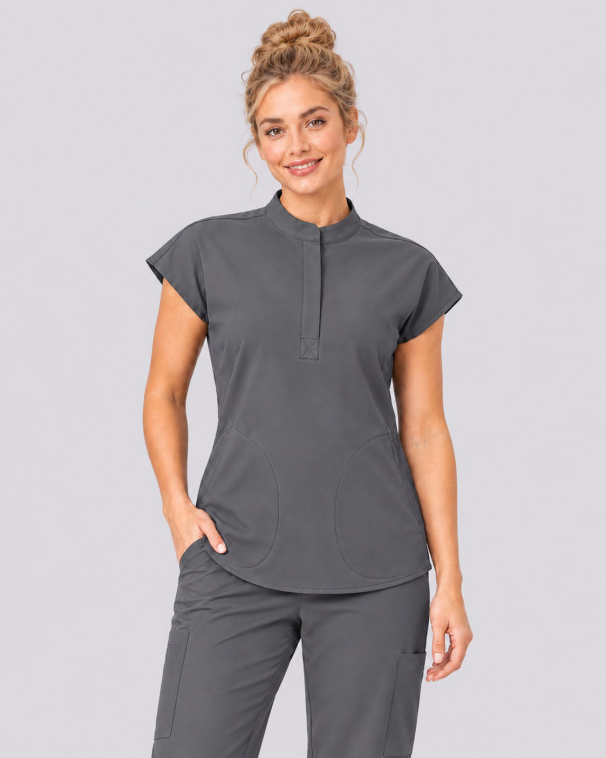 VantaFlex™ Premium Zip Stand-Collar Scrub Top