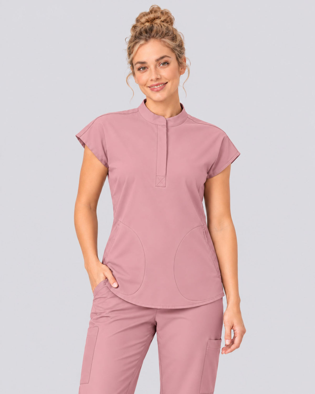 VantaFlex™ Premium Zip Stand-Collar Scrub Top