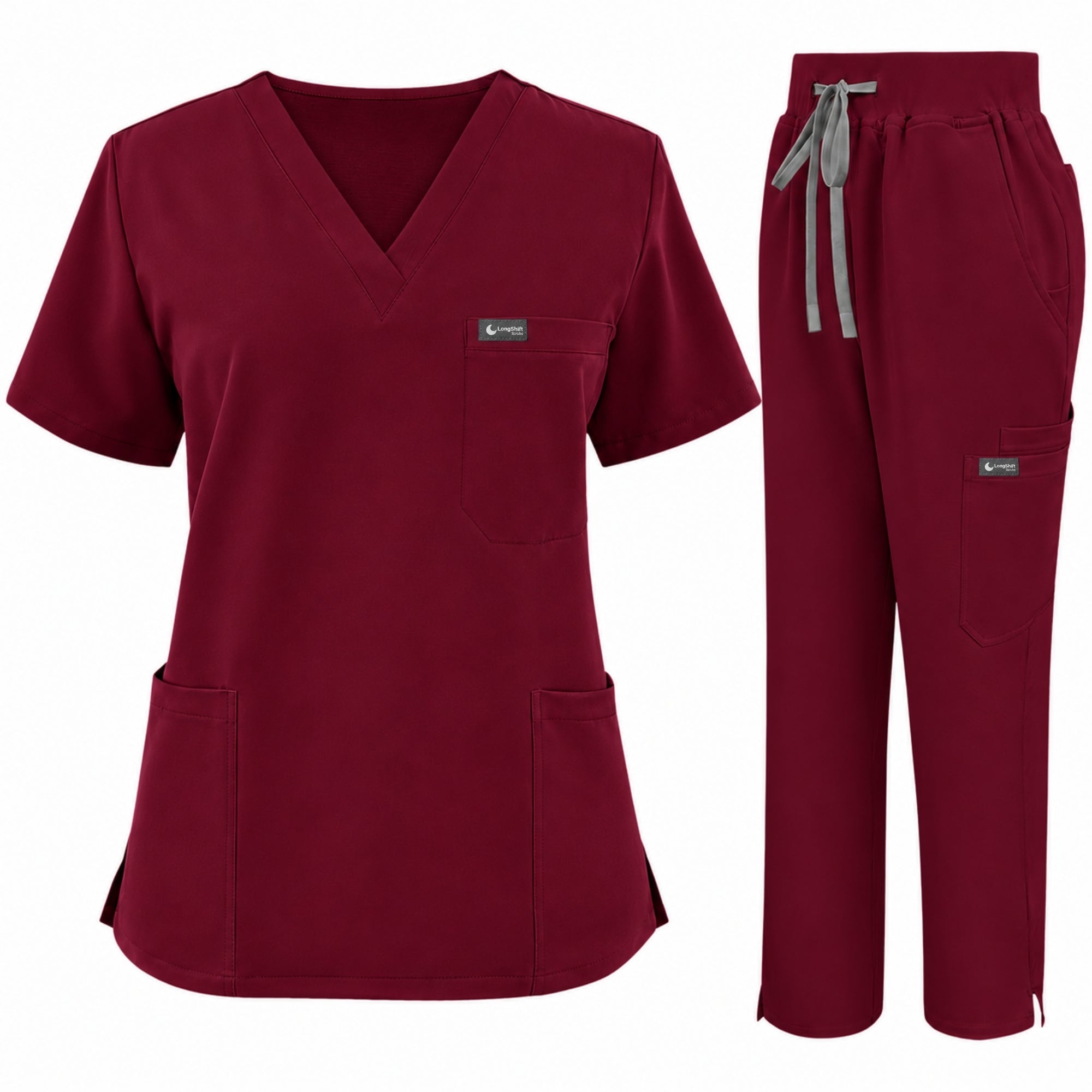 Women's VantaFlex™ Scrub Set Classic V-Neck Top + Straight-Leg Pant - Long Shift Scrubs