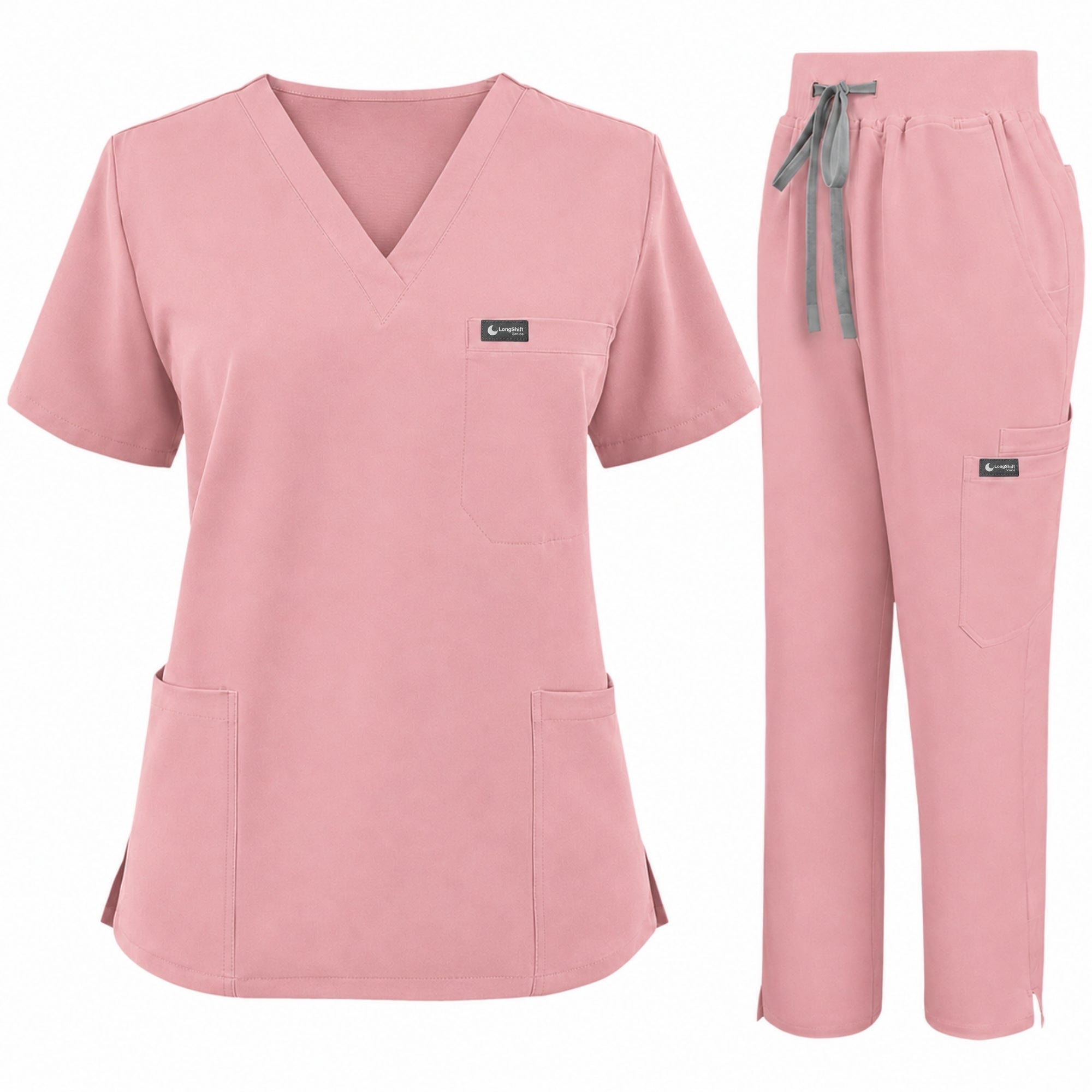 Women's VantaFlex™ Scrub Set Classic V-Neck Top + Straight-Leg Pant - Long Shift Scrubs