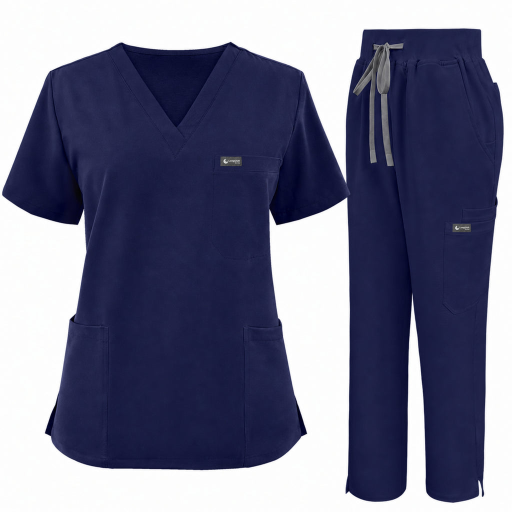 Women's VantaFlex™ Scrub Set — Classic V-Neck Top + Straight-Leg Pant