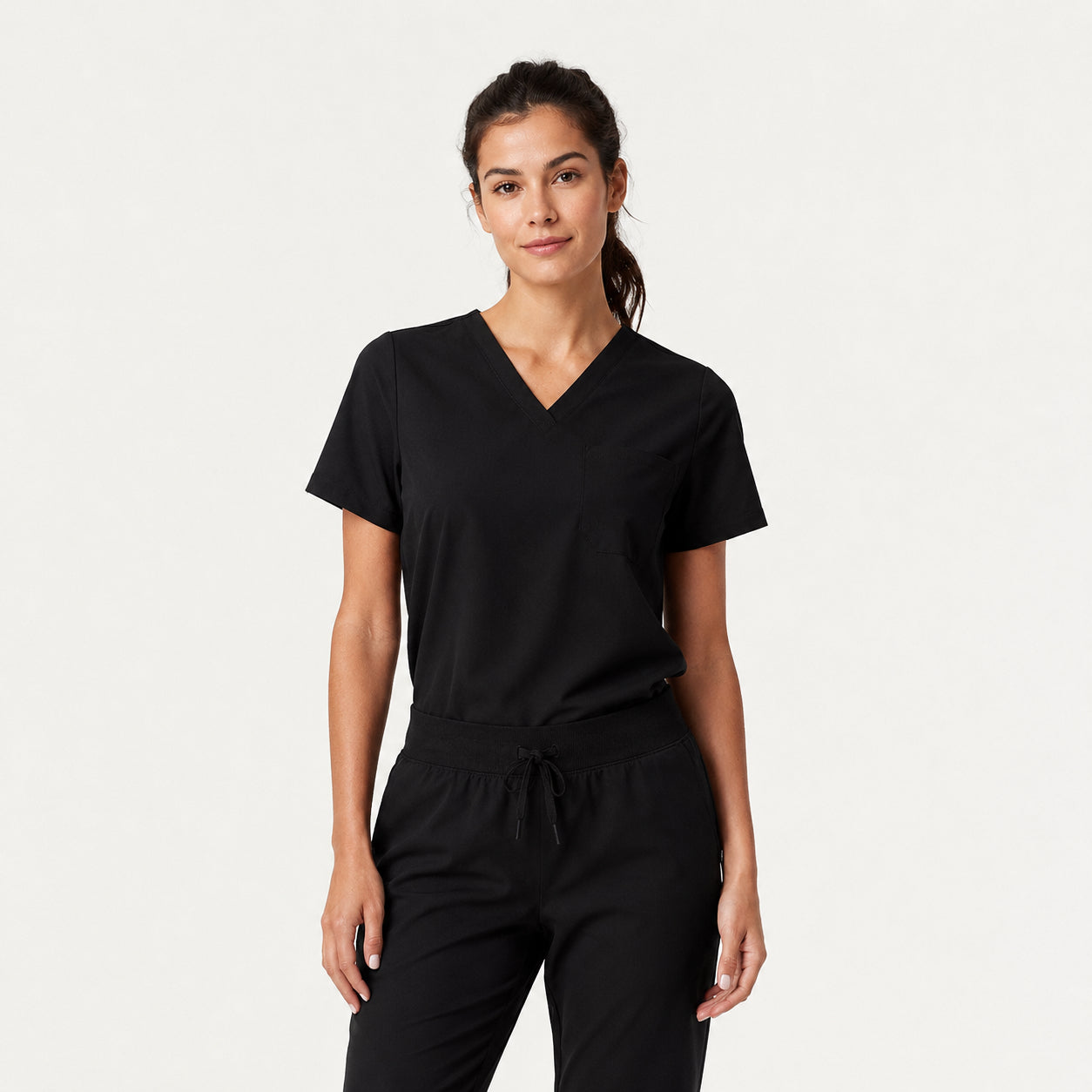 Vela Essential 1-Pocket Scrub Top - Black