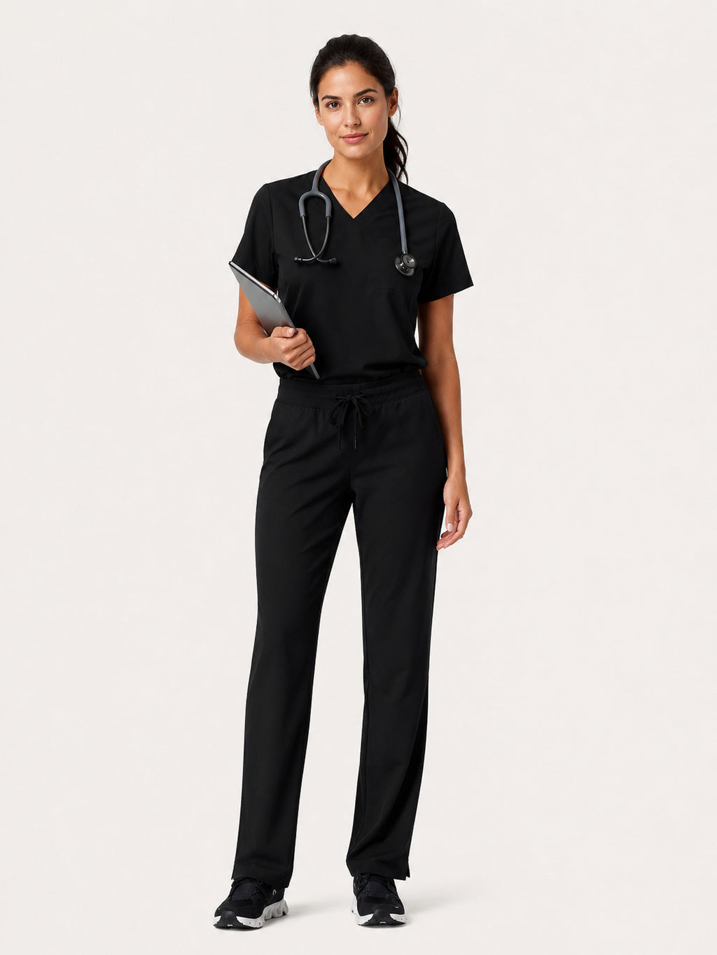 Vela Essential 1-Pocket Scrub Top - Black