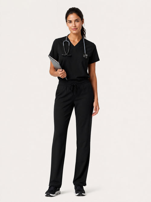 Vela Essential 1-Pocket Scrub Top - Black