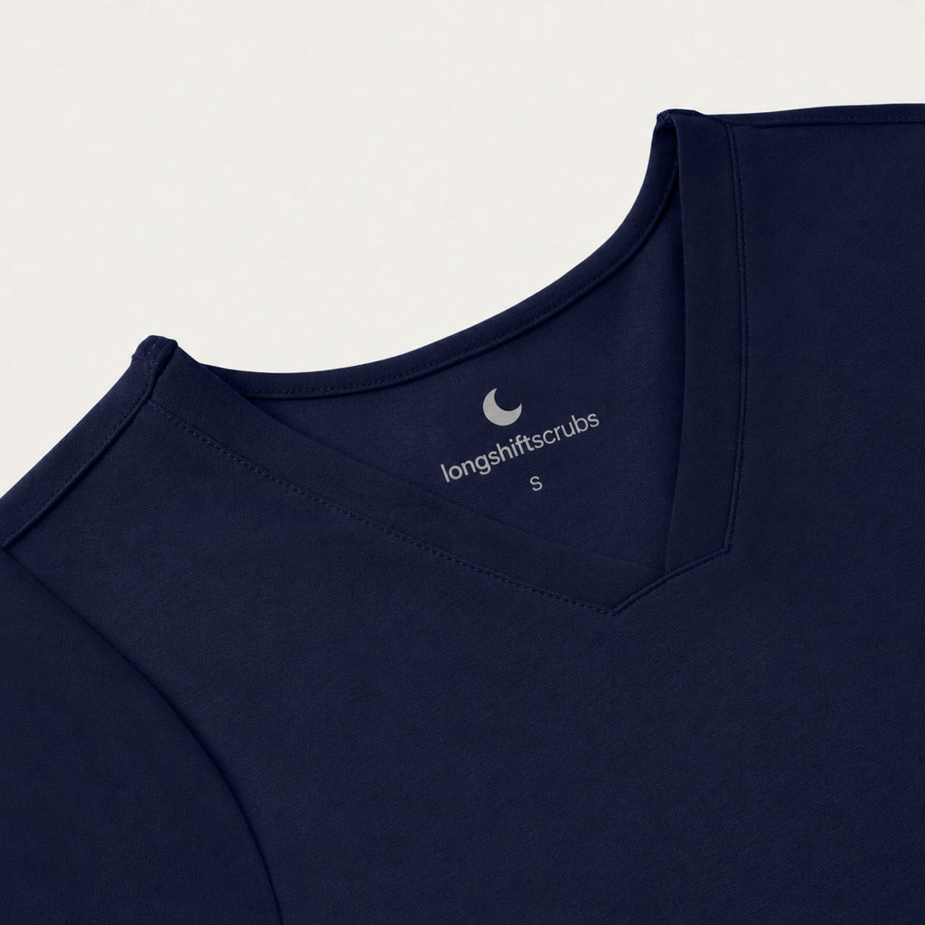 Lyra Slim Scrub Top - Midnight Navy full length