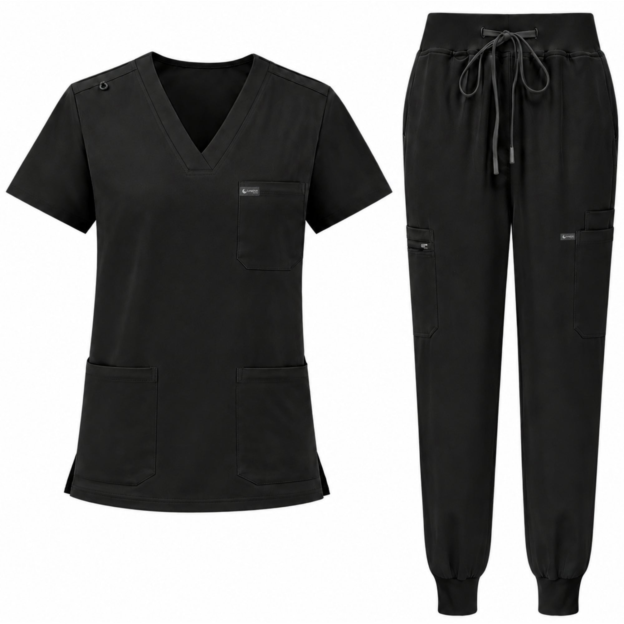 Women's VantaFlex™ Scrub Set Classic V-Neck Top + Jogger Pant - Long Shift Scrubs