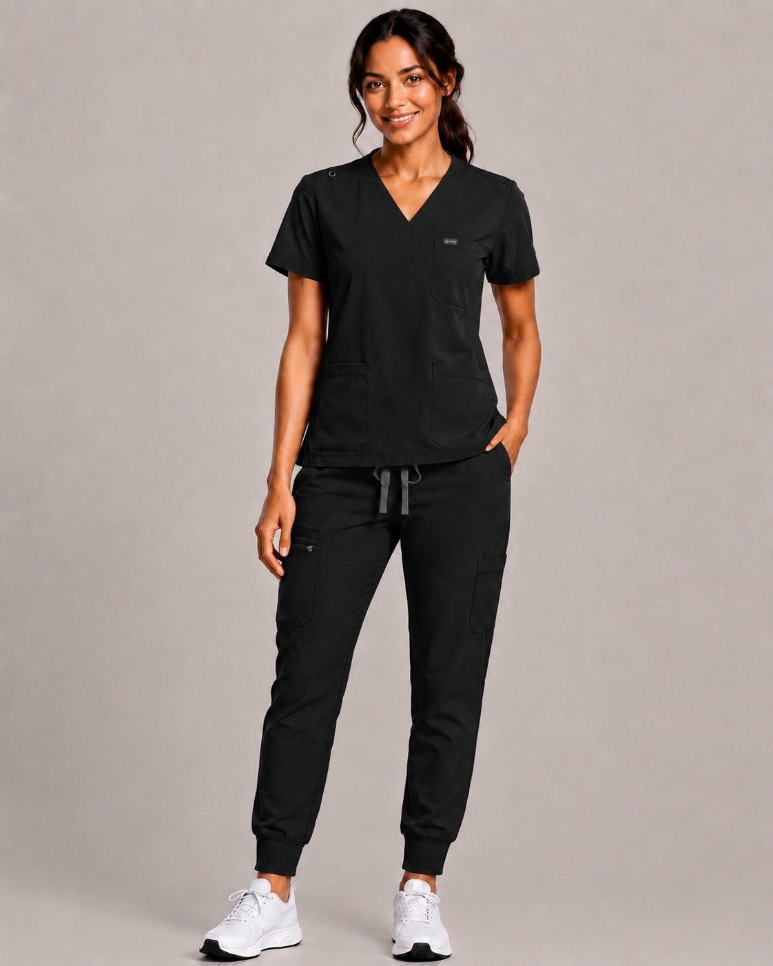 Women's VantaFlex™ Scrub Set Classic V-Neck Top + Jogger Pant - Long Shift Scrubs