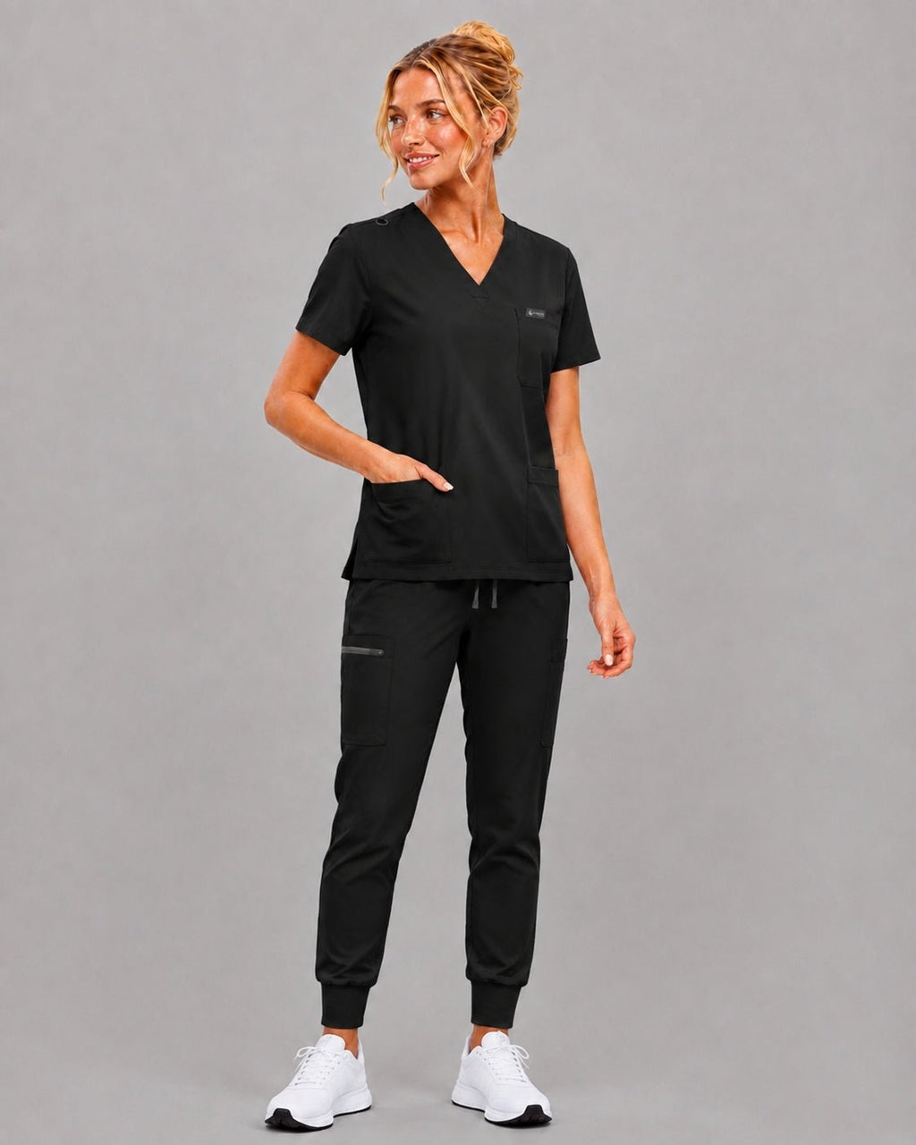 Women's VantaFlex™ Scrub Set Classic V-Neck Top + Jogger Pant - Long Shift Scrubs