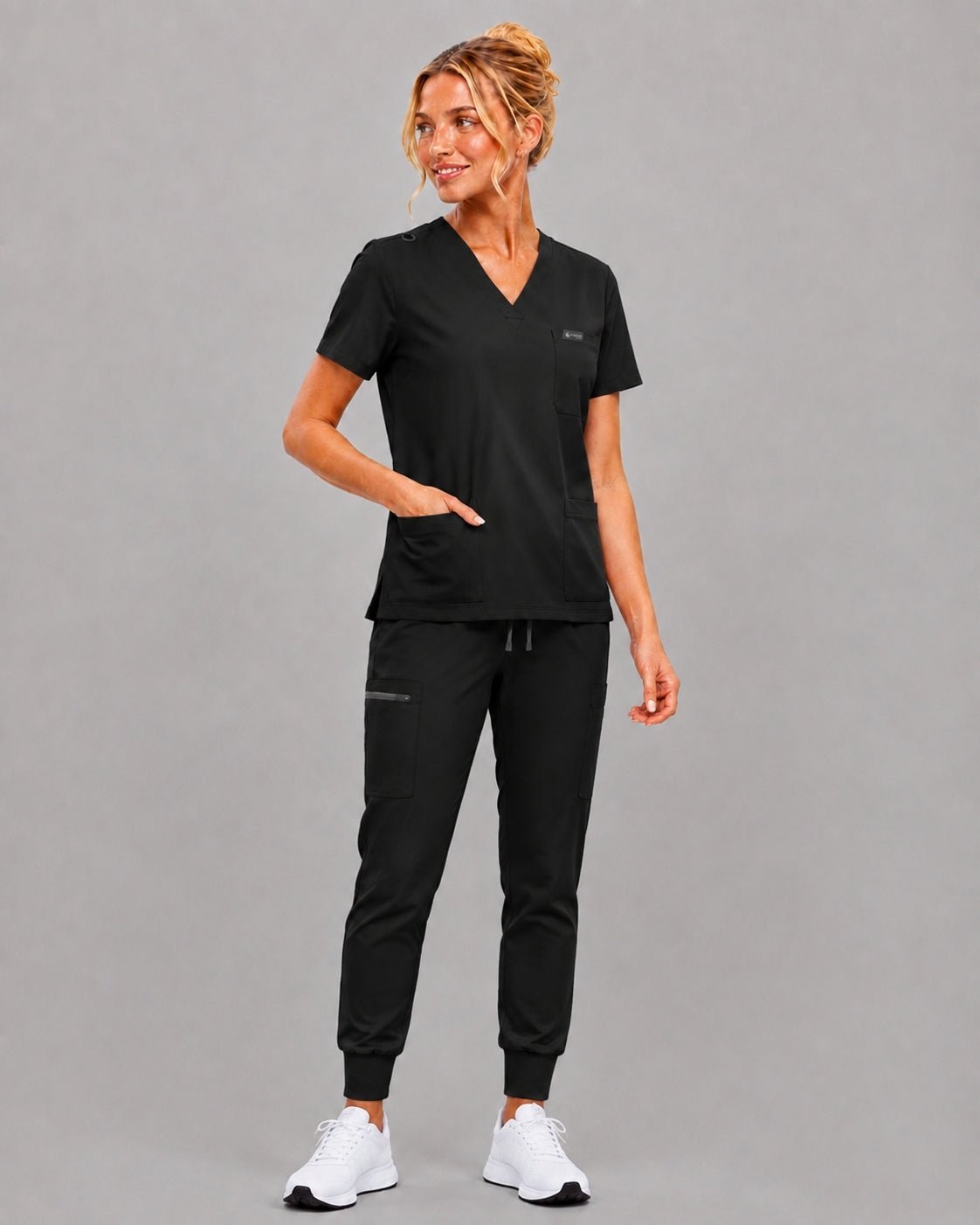 Women's VantaFlex™ Scrub Set Classic V-Neck Top + Jogger Pant - Long Shift Scrubs