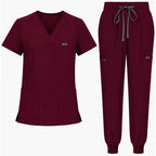 Women's VantaFlex™ Scrub Set Classic V-Neck Top + Jogger Pant - Long Shift Scrubs