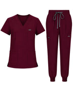 Women's VantaFlex™ Scrub Set Classic V-Neck Top + Jogger Pant - Long Shift Scrubs