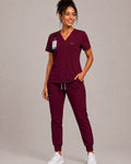 Women's VantaFlex™ Scrub Set Classic V-Neck Top + Jogger Pant - Long Shift Scrubs