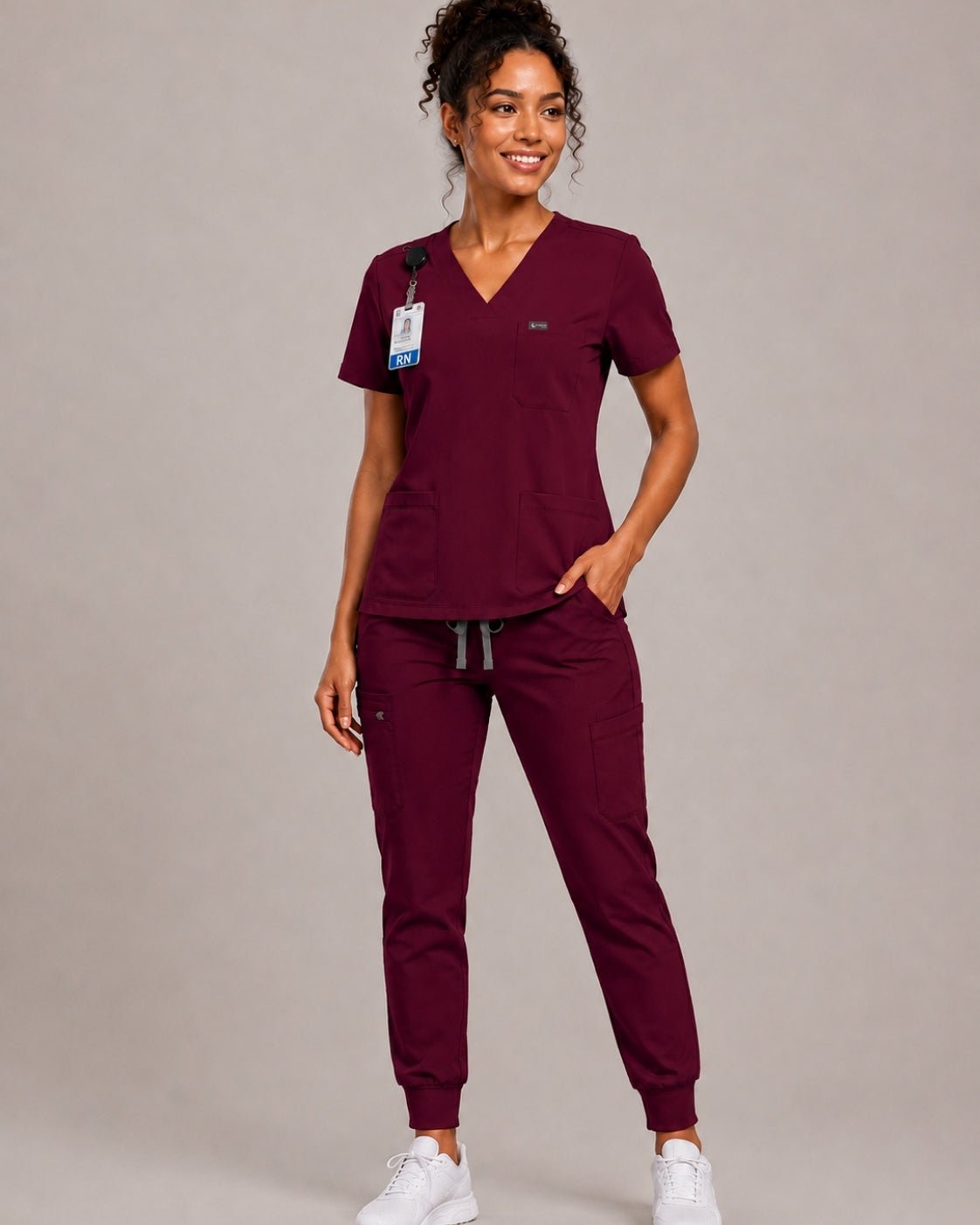 Women's VantaFlex™ Scrub Set Classic V-Neck Top + Jogger Pant - Long Shift Scrubs