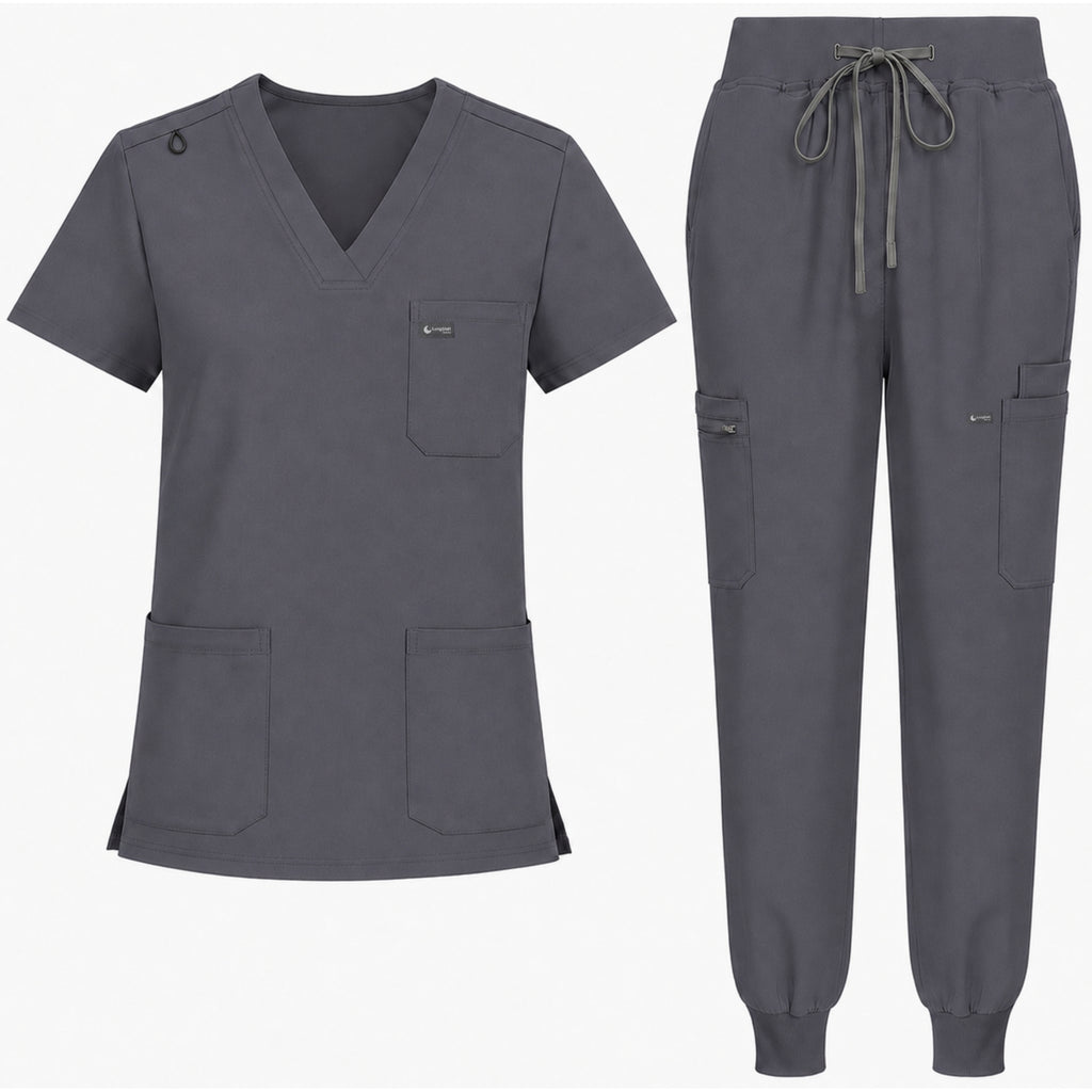 Women's VantaFlex™ Scrub Set Classic V-Neck Top + Jogger Pant - Long Shift Scrubs