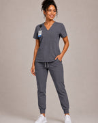 Women's VantaFlex™ Scrub Set Classic V-Neck Top + Jogger Pant - Long Shift Scrubs