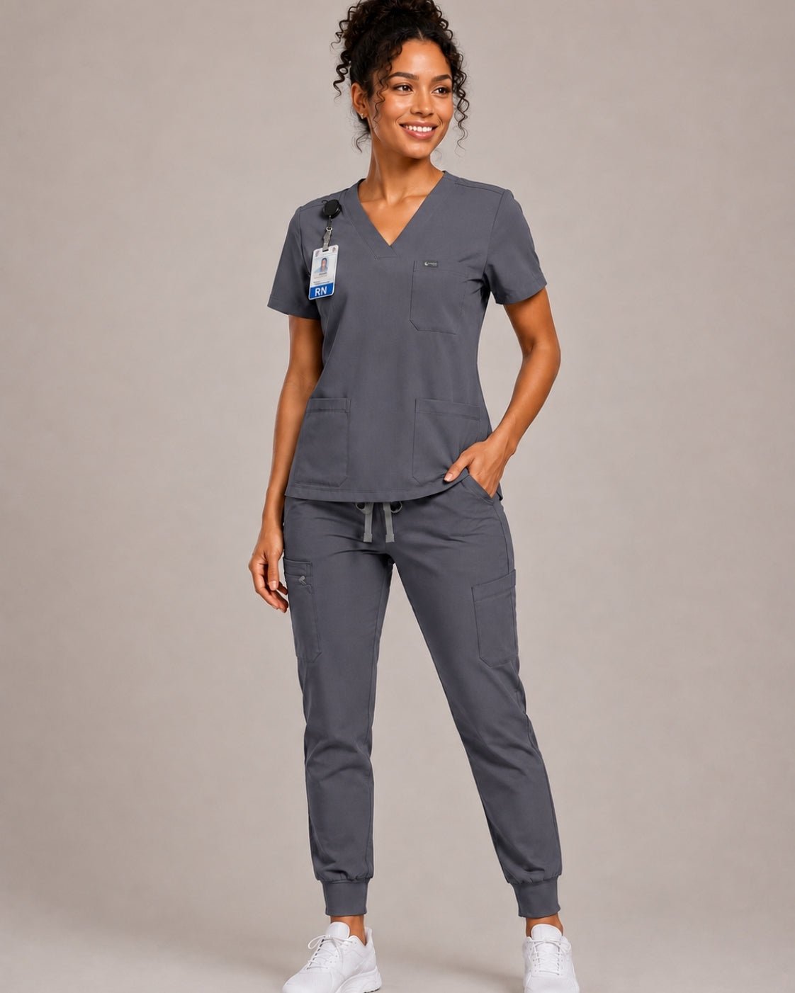 Women's VantaFlex™ Scrub Set Classic V-Neck Top + Jogger Pant - Long Shift Scrubs