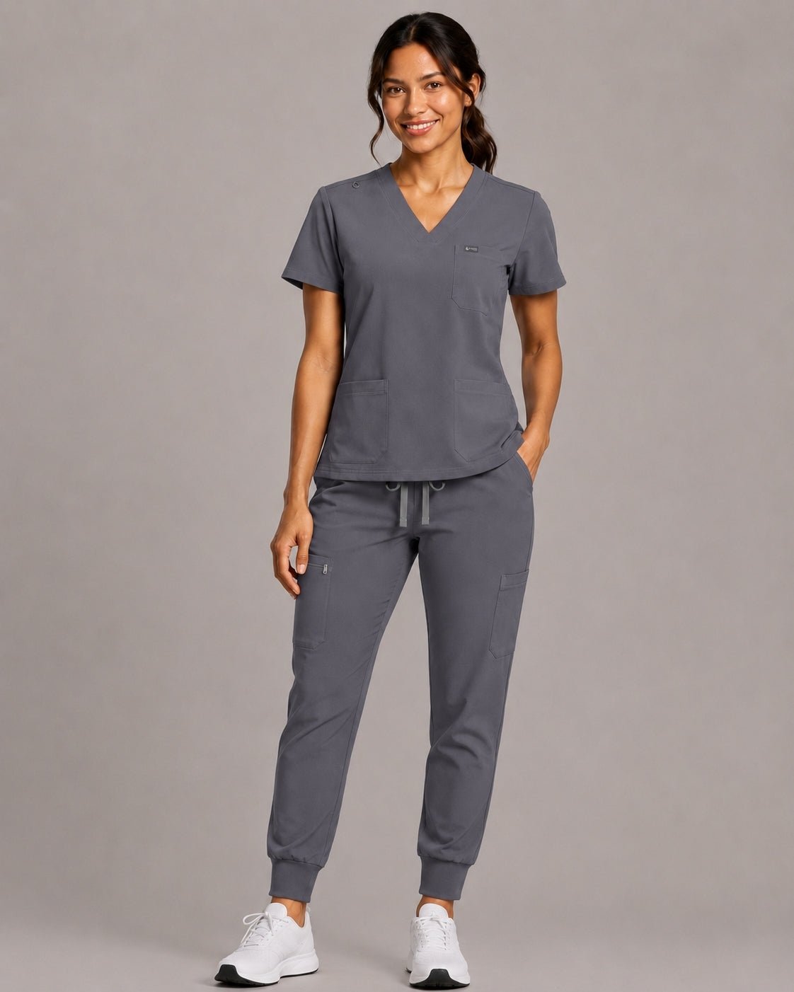 Women's VantaFlex™ Scrub Set Classic V-Neck Top + Jogger Pant - Long Shift Scrubs