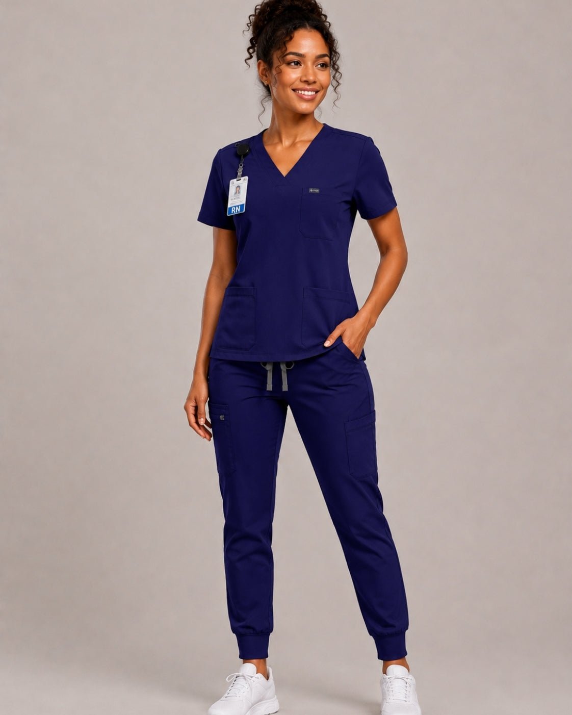 Women's VantaFlex™ Scrub Set Classic V-Neck Top + Jogger Pant - Long Shift Scrubs