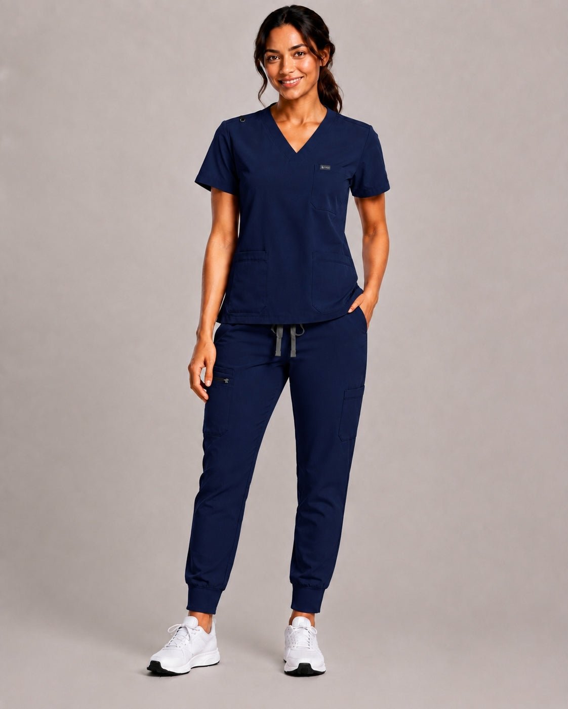 Women's VantaFlex™ Scrub Set Classic V-Neck Top + Jogger Pant - Long Shift Scrubs