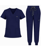 Women's VantaFlex™ Scrub Set Classic V-Neck Top + Jogger Pant - Long Shift Scrubs