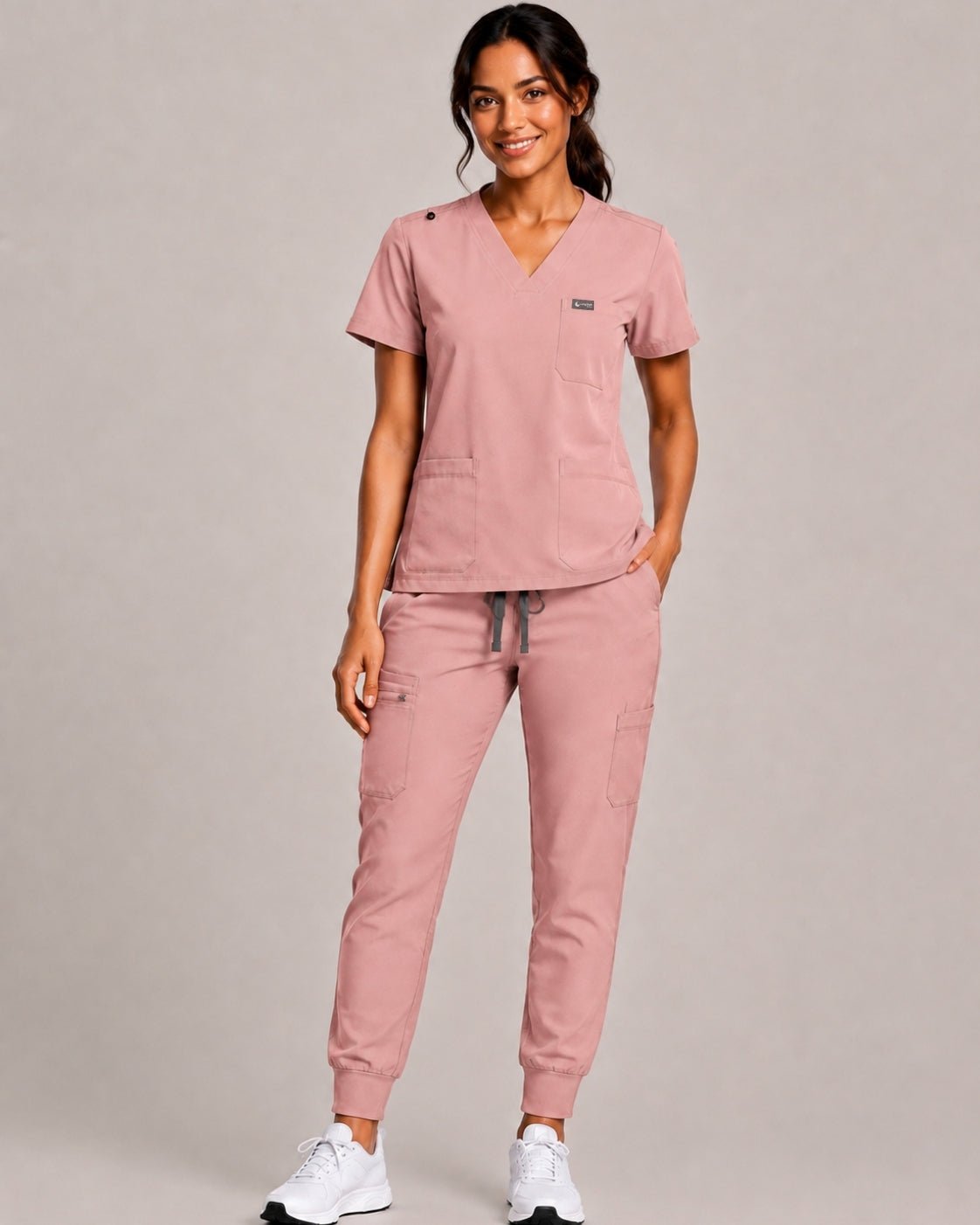 Women's VantaFlex™ Scrub Set Classic V-Neck Top + Jogger Pant - Long Shift Scrubs