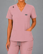 Women's VantaFlex™ Scrub Set Classic V-Neck Top + Jogger Pant - Long Shift Scrubs