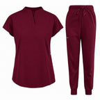 Women's Stretch Jogger Scrubs Set – Multi-Pocket Top & Pants, 12 Colors - Long Shift Scrubs