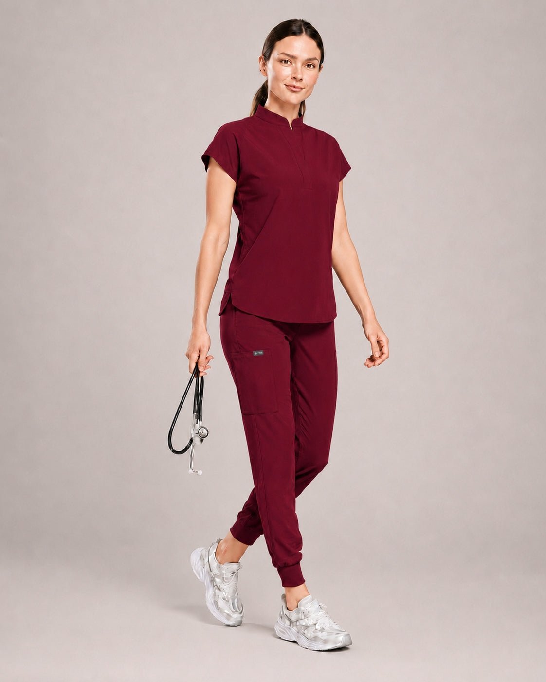 Women's Stretch Jogger Scrubs Set – Multi-Pocket Top & Pants, 12 Colors - Long Shift Scrubs