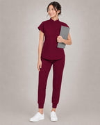 Women's Stretch Jogger Scrubs Set – Multi-Pocket Top & Pants, 12 Colors - Long Shift Scrubs