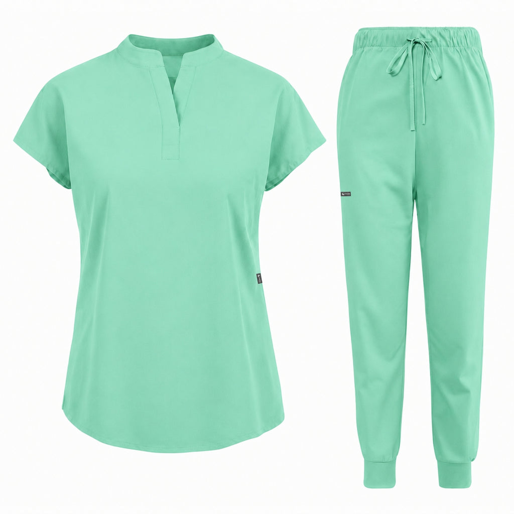 Women's Stretch Jogger Scrubs Set – Multi-Pocket Top & Pants, 12 Colors - Long Shift Scrubs