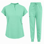 Women's Stretch Jogger Scrubs Set – Multi-Pocket Top & Pants, 12 Colors - Long Shift Scrubs