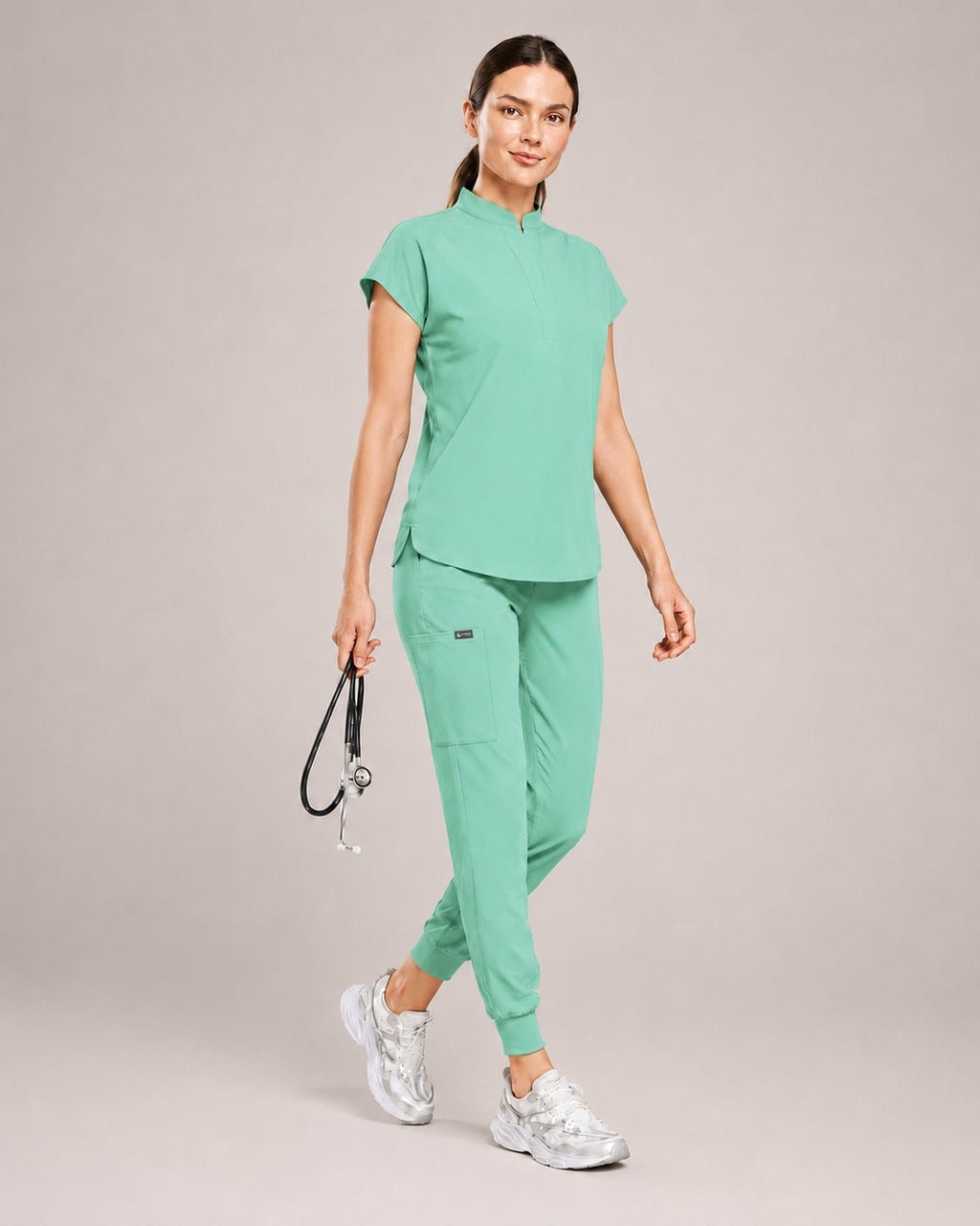Women's Stretch Jogger Scrubs Set – Multi-Pocket Top & Pants, 12 Colors - Long Shift Scrubs