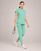 Women's Stretch Jogger Scrubs Set – Multi-Pocket Top & Pants, 12 Colors - Long Shift Scrubs