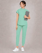 Women's Stretch Jogger Scrubs Set – Multi-Pocket Top & Pants, 12 Colors - Long Shift Scrubs