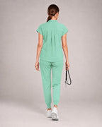 Women's Stretch Jogger Scrubs Set – Multi-Pocket Top & Pants, 12 Colors - Long Shift Scrubs