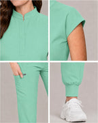 Women's Stretch Jogger Scrubs Set – Multi-Pocket Top & Pants, 12 Colors - Long Shift Scrubs