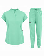 Women's Stretch Jogger Scrubs Set – Multi-Pocket Top & Pants, 12 Colors - Long Shift Scrubs