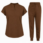 Women's Stretch Jogger Scrubs Set – Multi-Pocket Top & Pants, 12 Colors - Long Shift Scrubs