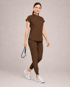 Women's Stretch Jogger Scrubs Set – Multi-Pocket Top & Pants, 12 Colors - Long Shift Scrubs