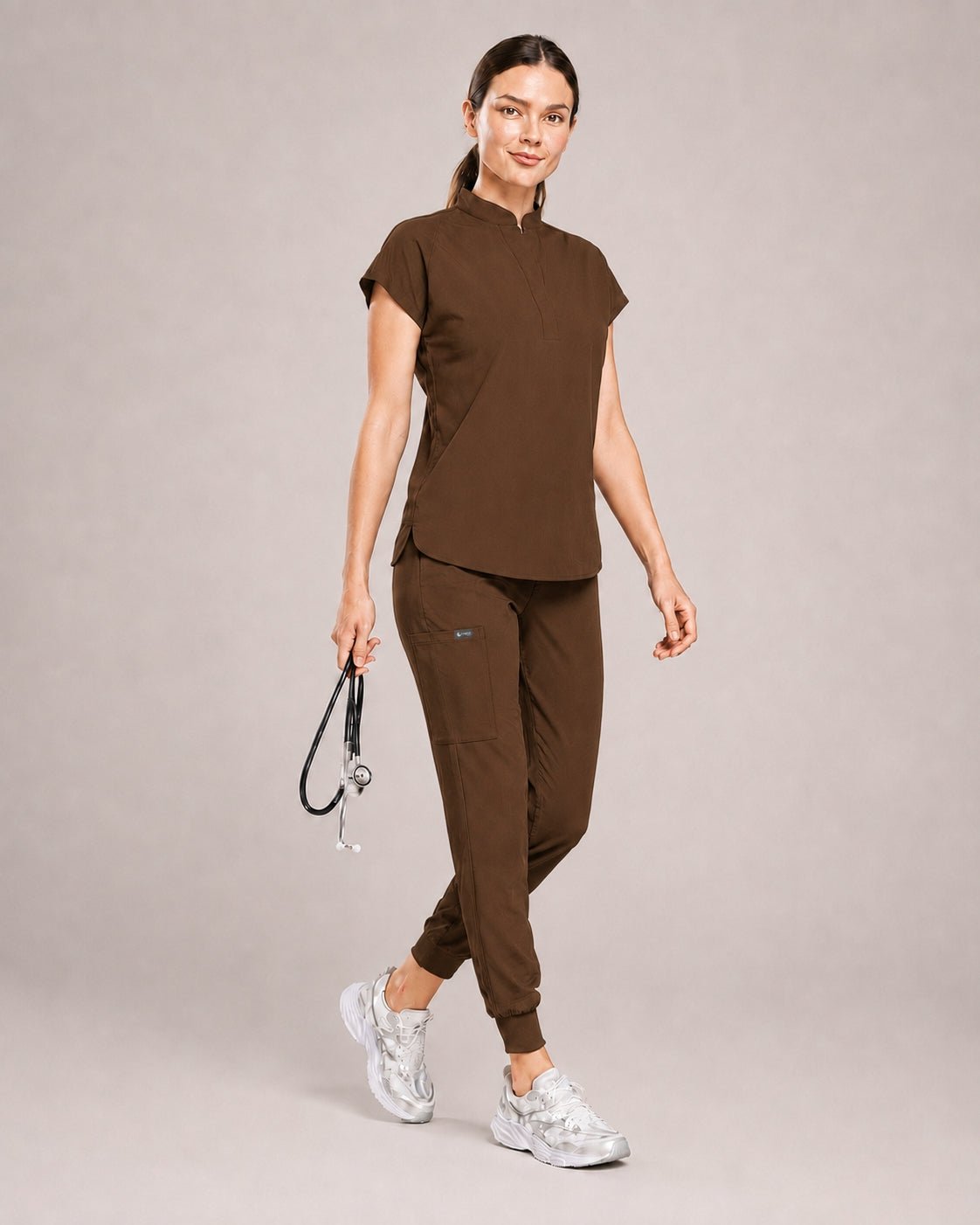 Women's Stretch Jogger Scrubs Set – Multi-Pocket Top & Pants, 12 Colors - Long Shift Scrubs