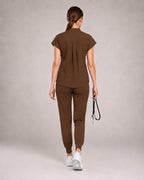 Women's Stretch Jogger Scrubs Set – Multi-Pocket Top & Pants, 12 Colors - Long Shift Scrubs